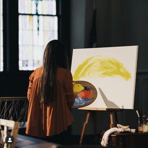 Free People Orange Polka Dot Blouse